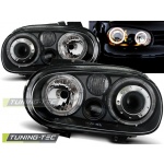 Faros Angel Eyes Negro Para Vw Golf 4 09.97-09.03