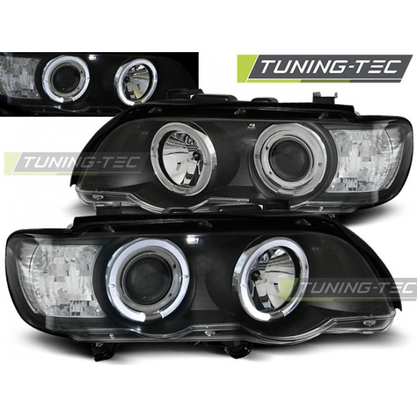 Faros Angel Eyes Negro Para Bmw X5 E53 09.99-10.03