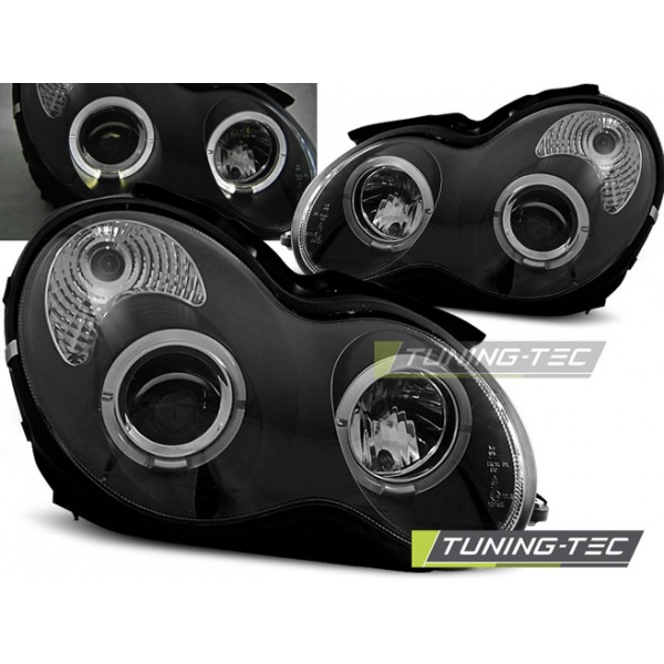 Faros Angel Eyes Negro Para Mercedes W203 C-Klasa 07.00-03.04