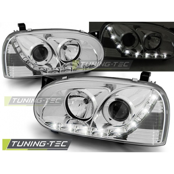 Faros Delanteros Daylight Crome Para Vw Golf 3 91-97