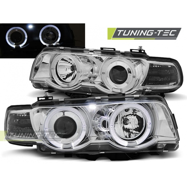 Faros Angel Eyes Cromados Para Bmw E38 09.98-07.01