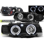 Faros Xenon Angel Eyes Negro Para Bmw E38 09.98-07.01