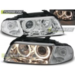 Faros Angel Eyes Cromados Para Audi A4 01.99-09.00