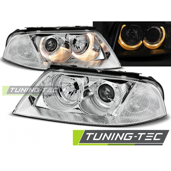 Faros Angel Eyes Cromados Para Vw Passat 3bg B5 Fl 09.00-03.05