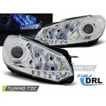 Faros Delanteros True Drl Cromo Azul Luz Para Vw Golf 6 10.08- 12
