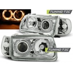 Faros Angel Eyes Cromados Para Vw Polo 6n 10.94-09.99