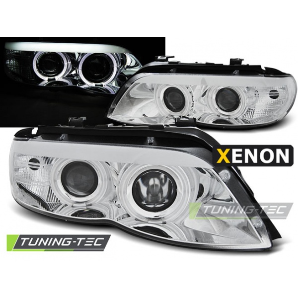Faros Xenon Angel Eyes Cromados Para Bmw X5 E53 11.03-06