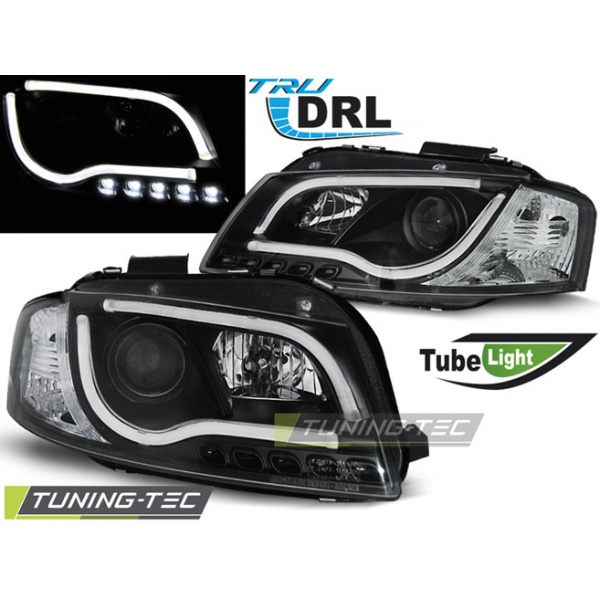 Tubo De Faros Luz Drl Negro Para Audi A3 8p 05.03-03.08