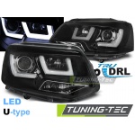 Faros Delanteros U-Led Light Negro Para Vw T5 2010-2015