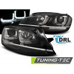 Faros Delanteros U-Led Light Negro Con Línea Cromada Para Vw Golf 7 11.12-17