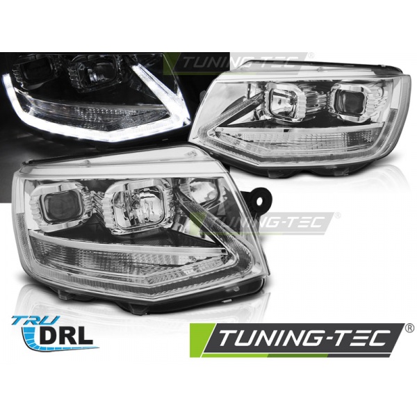 Faros Delanteros True Drl Cromados Para Vw T6 15-19