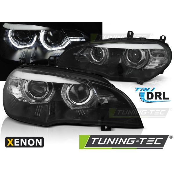 Faros De Xenon Angel Eyes Led Drl Negro Para Bmw X5 E70 07-10
