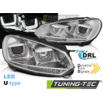Faros Delanteros U-Led Light Drl Cromo Seq Para Vw Golf 6 08-12