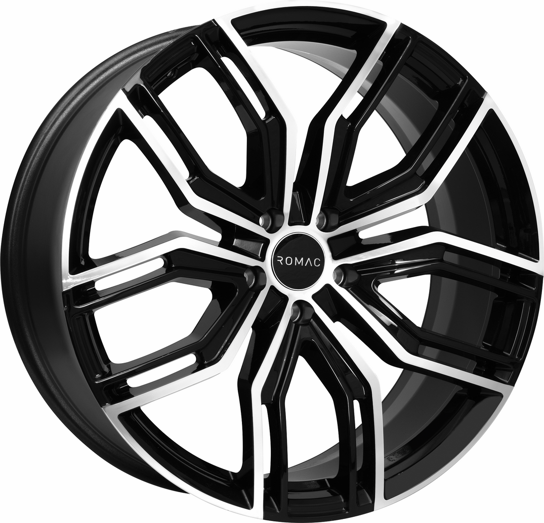 Llanta Romac CATALINA Gloss Black w/ Polished Face 9.5×22" 5×112 ET35 CB66.6