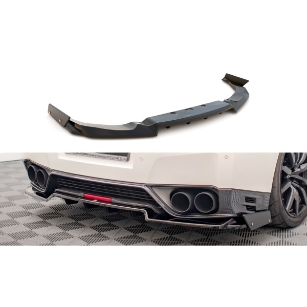 Maxton Central Rear Splitter + Flaps For Nissan Gtr R35 Facelift