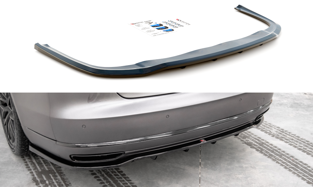 Maxton Central Rear Splitter (with Vertical Bars) Audi A8 D4 Facelift