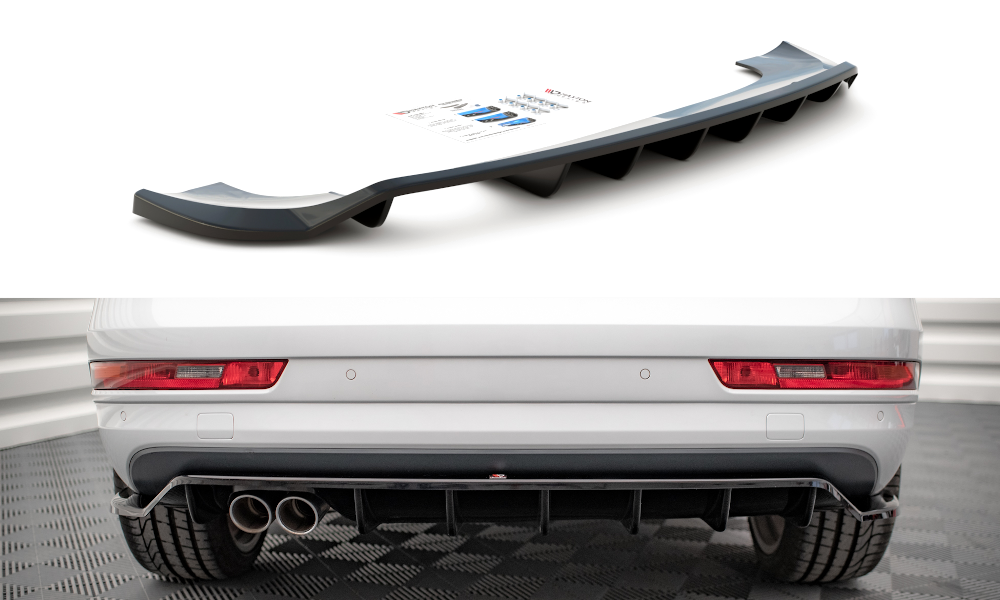 Maxton Central Rear Splitter (with Vertical Bars) Audi Q3 8u Facelift