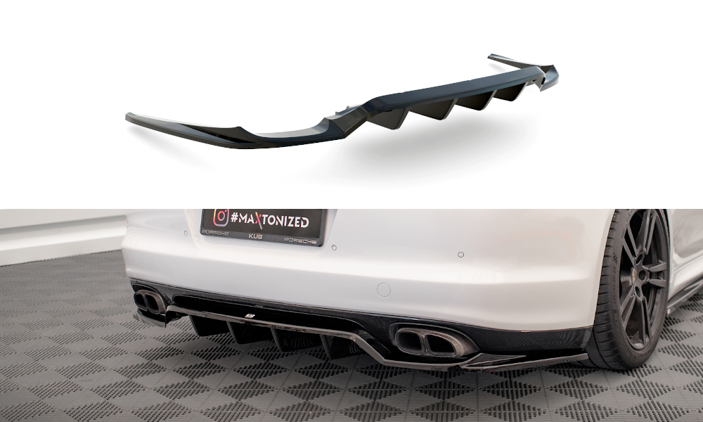 Maxton Central Rear Splitter (with Vertical Bars) Porsche Panamera Turbo 970
