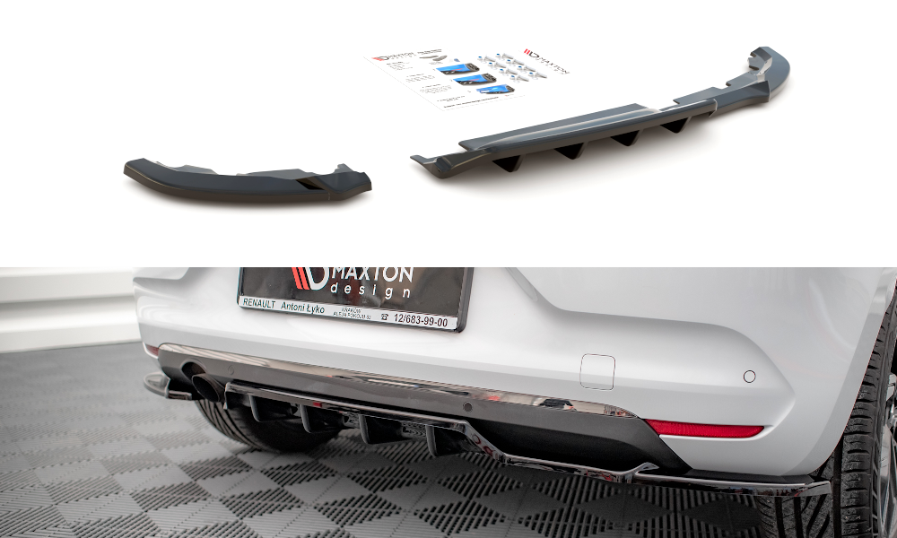 Maxton Central Rear Splitter (with Vertical Bars) Renault Clio Mk5