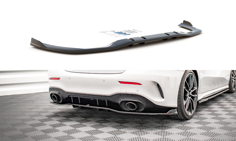 Maxton Central Rear Splitter (with Vertical Bars) V.2 Mercedes A 35 Amg Sedan V177