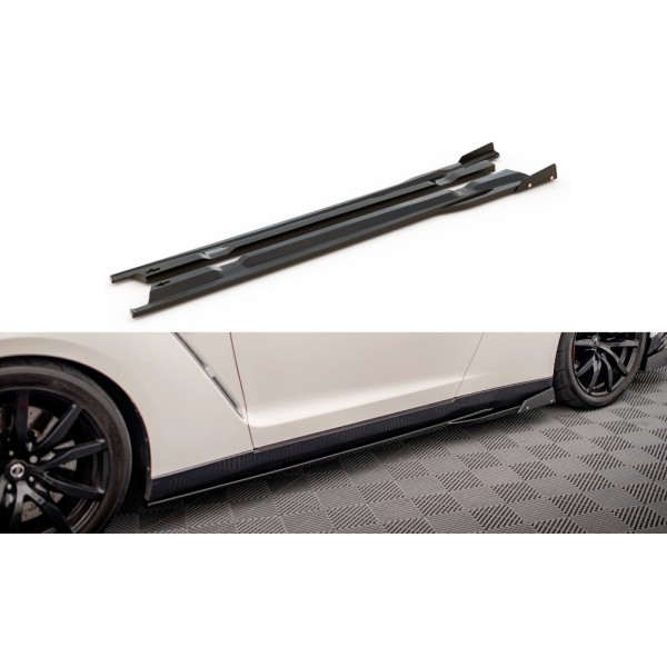 Maxton Side Skirts Diffusers + Flaps Nissan Gtr R35 Facelift