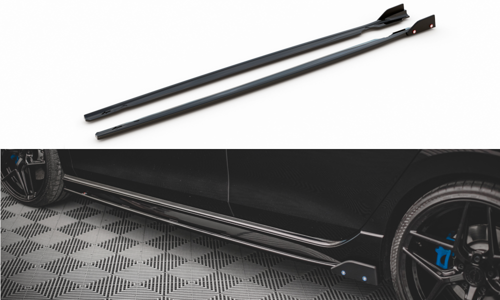 Maxton Side Skirts Diffusers V.2 + Flaps Volkswagen Golf R Mk8