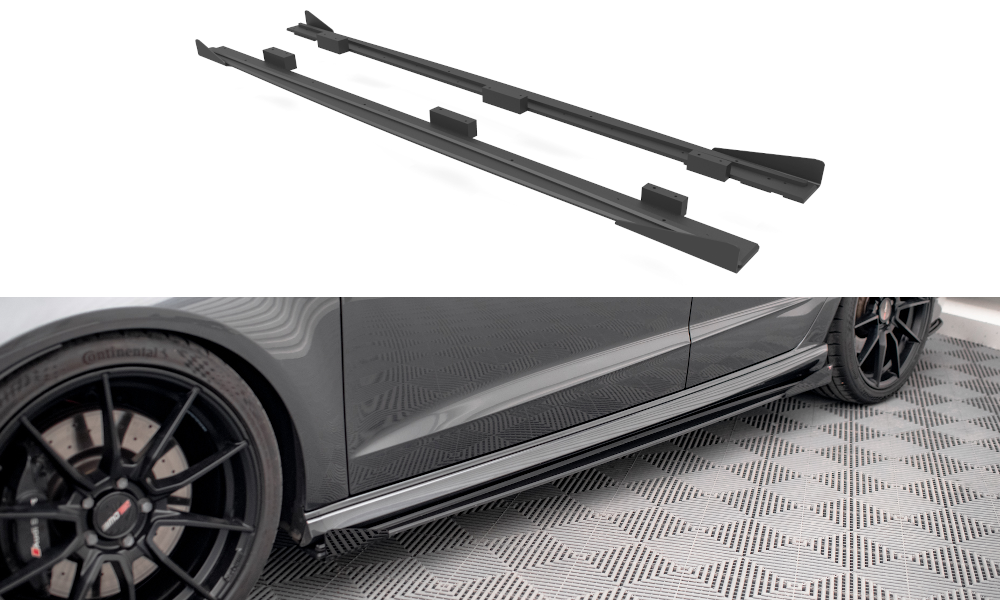 Maxton Street Pro Side Skirts Diffusers + Flaps Audi S3 Sportback 8v Facelift
