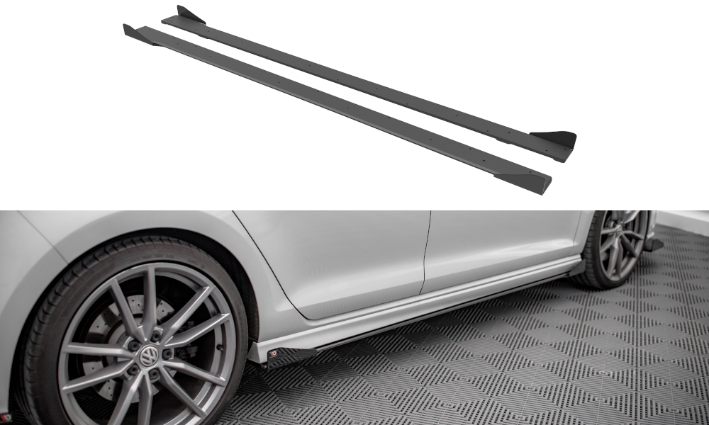 Maxton Street Pro Side Skirts Diffusers + Flaps Volkswagen Golf R Mk7