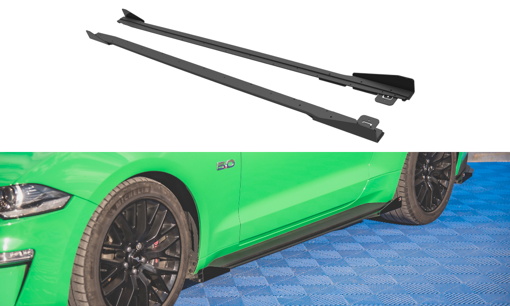 Maxton Street Pro Side Skirts Diffusers V.1 + Flaps Ford Mustang Gt Mk6 Facelift