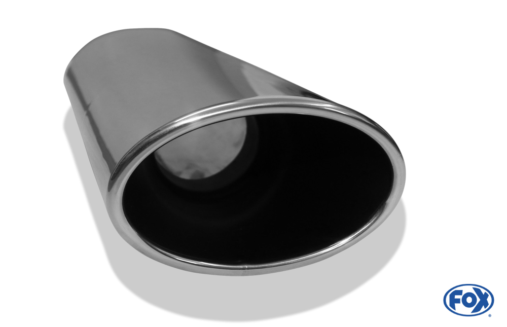 Fox Exhaust tail pipe for welding type 44 140x90 mm / lenght: 230 mm  - oval / rolled / 15° slant / with long drawn tulip