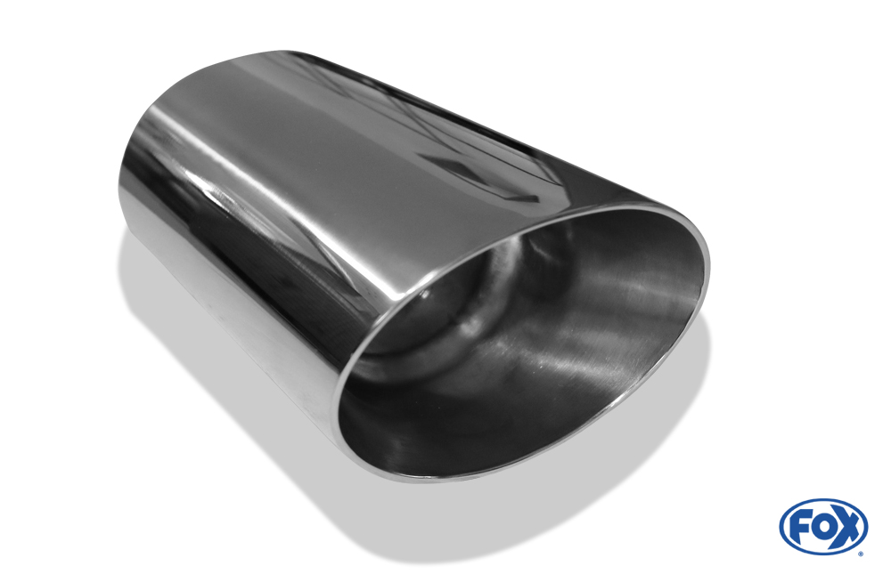 Fox Exhaust tail pipe for welding type 45 106 x 71 mm / lenght: 300 mm  - oval / rolled / 15° slant / with type-B absorber