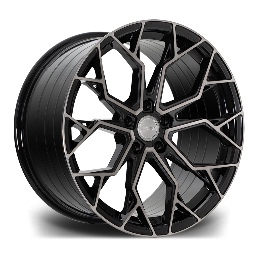 RF5-Black-Polished-Dark-Tint-Angle Llanta Riviera Wheels RF5 Black Polish Dark Tint 10.5x22" 5x120 ET35 CB74.1