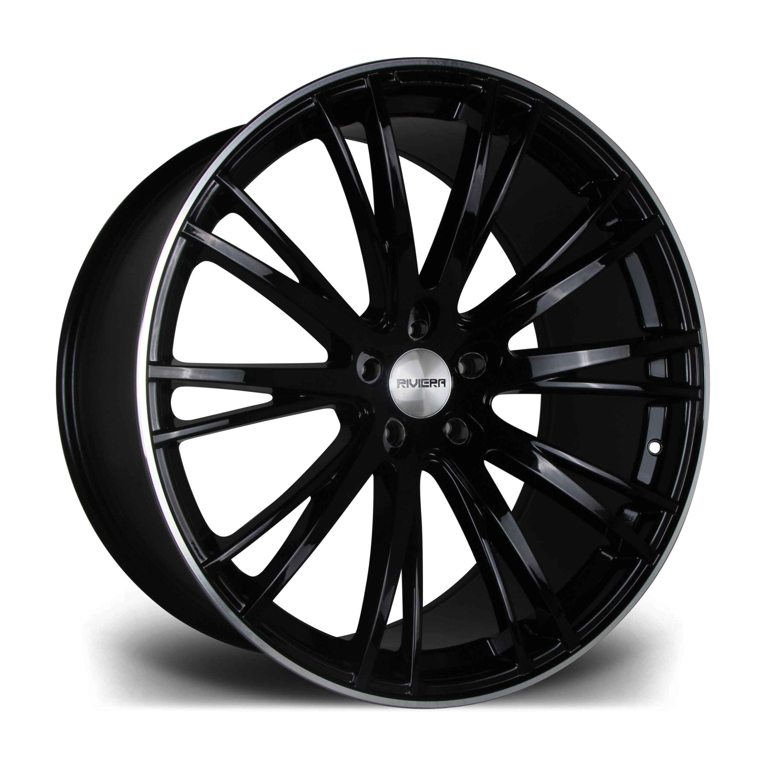 Llanta Riviera Wheels RV128 Gloss Black Polished Lip 10.5x22" BLANK ET25-45 CB74.1