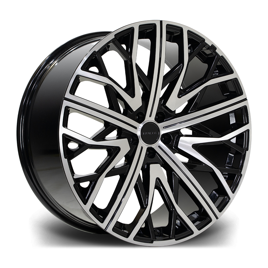 RV131-Black-Polished-Angle Llanta Riviera Wheels RV131 Black Polished 9.5x22" 5x112 ET25 CB66.6