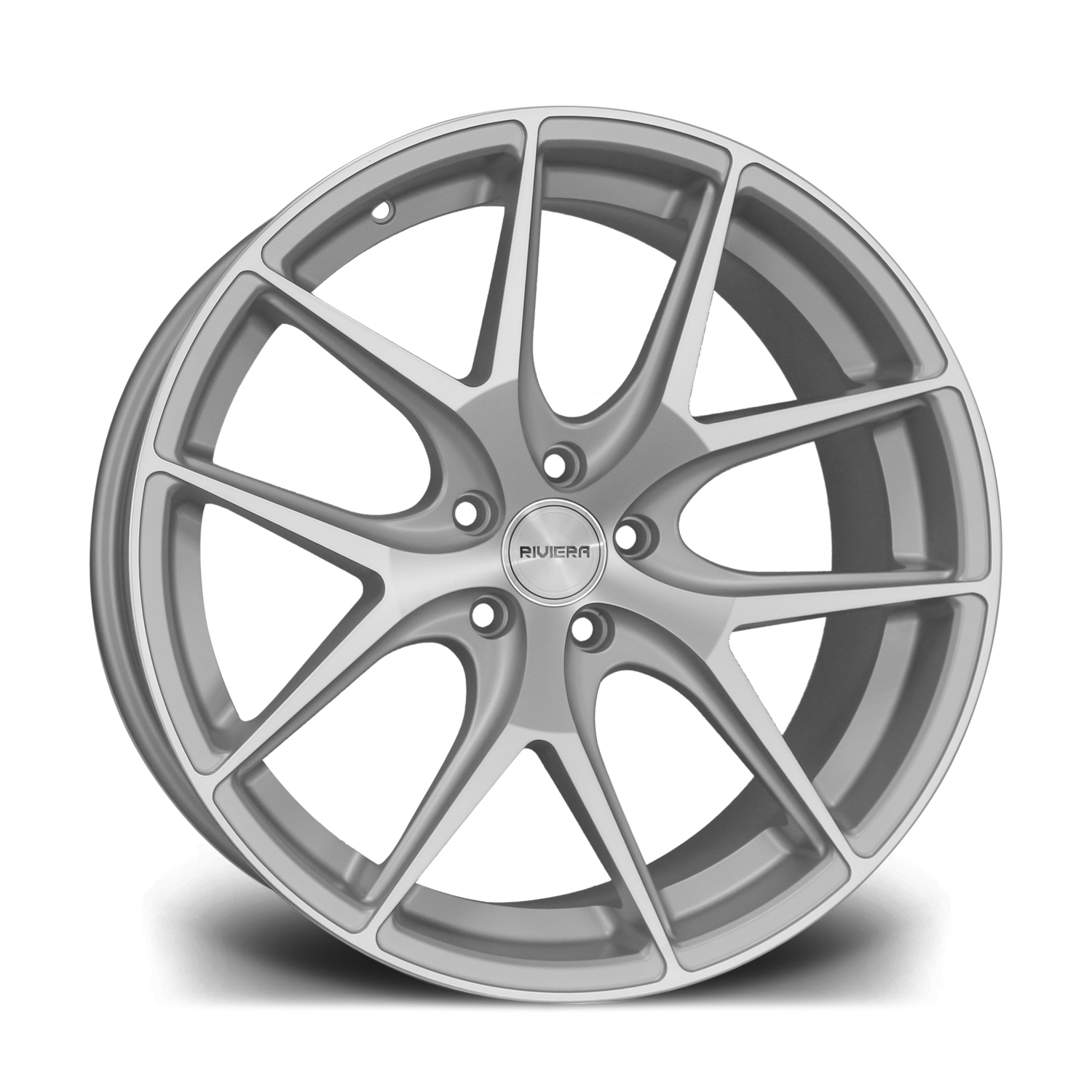 RV136-Silver-Polished-Angle Llanta Riviera Wheels RV136 Silver Polished 8.5x20" 5x112 ET35 CB66.6