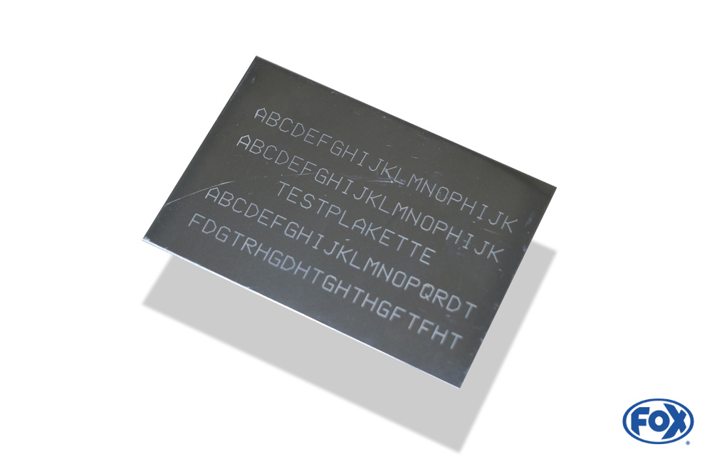 Fox Exhaust planque with writing ca. 70x100mm - Please quote your choosen text (max. 3 lines  á 12 signs)
