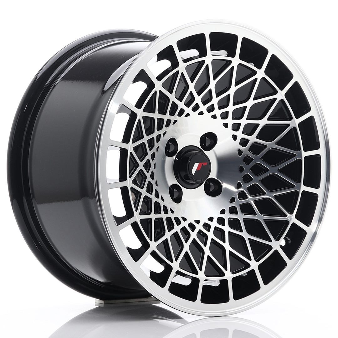32927_0_24579 Llanta Japan Racing JR14 16x9 ET10 4x100 Gloss Black Machined Face - Imagen 1