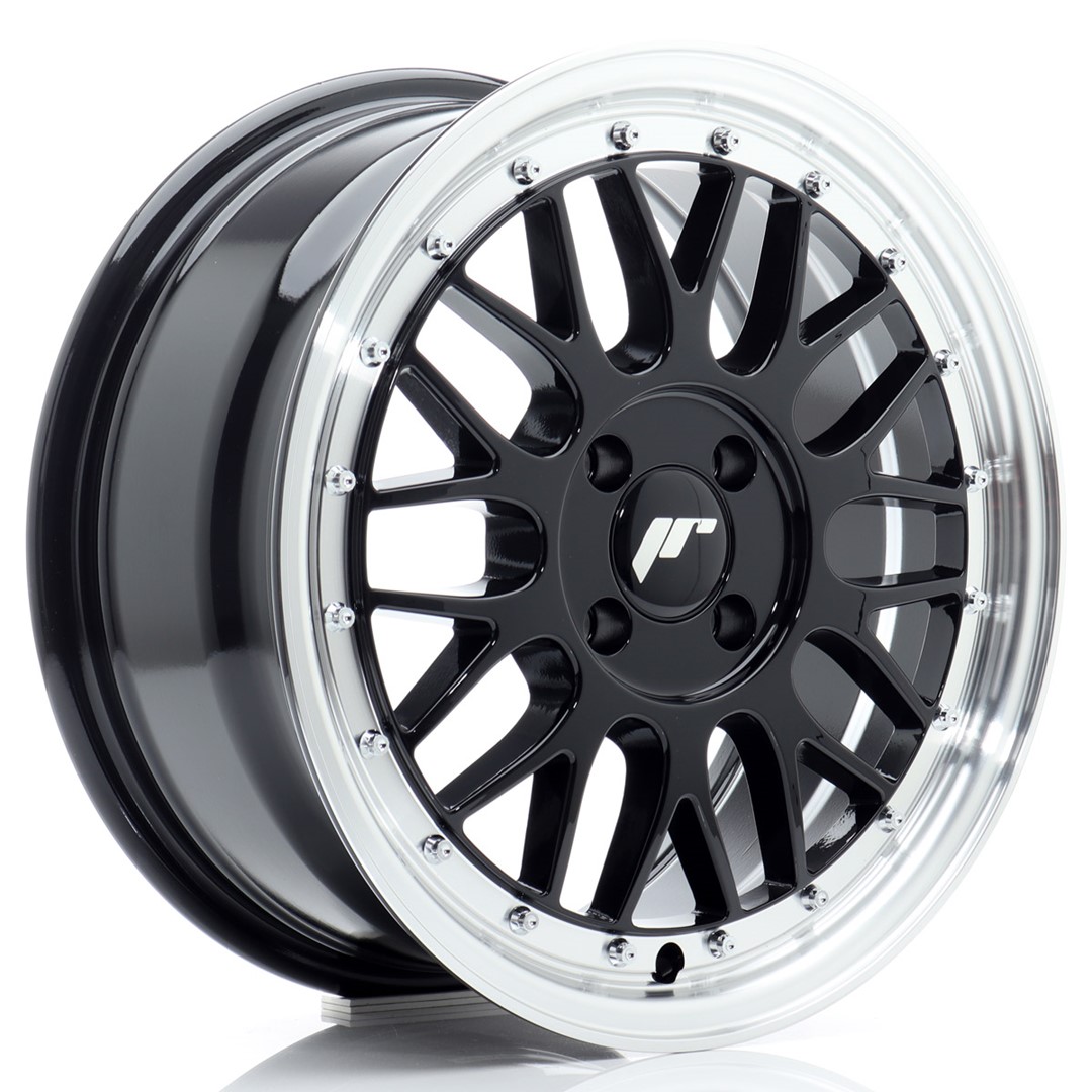 44712_0_33592 Llanta Japan Racing JR23 16x7 ET40 4x100 Gloss Black w/Machined Lip - Imagen 1