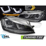 Faros delantero LIGHT SEQ negros con línea negra compatible con VW GOLF 7 13-17