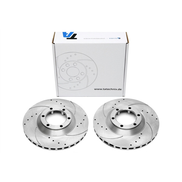 Juego de discos de freno TA Technix Sport para eje delantero compatible con Mitsubishi Galloper / Hyundai GalloperII