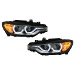 GoldCar Faros delanteros Angel Eyes LED DRL compatibles con BMW Serie 3 F30 F31 Sedán Touring (10.2011-05.2015) Negro