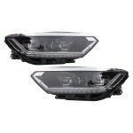 GoldCar Faros LED completos compatibles con VW Passat B8 3G (2014-2019) con aspecto de matriz LED y luces de giro dinámicas secuenciales.
