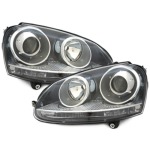 GoldCar Faros delanteros DEPO adecuados para VW Golf V 5 (2003-2009) Jetta (2003-2009) GTI Look Negro LHD