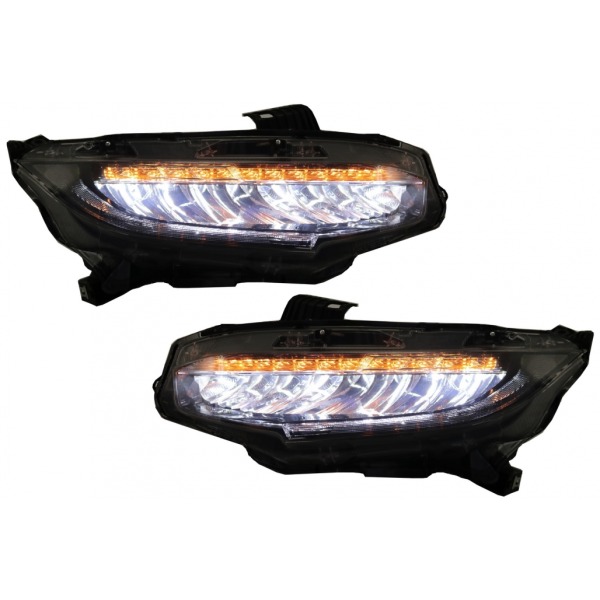 GoldCar Faros delanteros LED completos adecuados para Honda Civic Mk10 FC/FK (2016 en adelante) Sedán y Hatchback con luces de giro dinámicas secuenciales