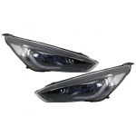 GoldCar Faros delanteros LED DRL compatibles con Ford Focus III Mk3 (2015-2017) Diseño Bi-Xenón Intermitentes Dinámicos Fluidos Aspecto Demoníaco