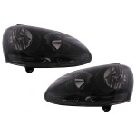 GoldCar Faros delanteros compatibles con VW Golf 5 V (10.2003-2009) Jetta (2005-2010) All Black