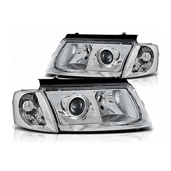 GoldCar Faros delanteros compatibles con VW Passat B5 3B (11.1996-08.2000) Cromados H7/H7