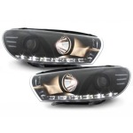 GoldCar Faros LED DRL compatibles con VW Scirocco (2008-04.2014) Negro