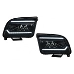 GoldCar Faros LED compatibles con Ford Mustang V pre-facelift (2005-2009) Luces de giro secuenciales dinámicas negras