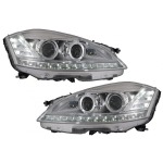 GoldCar Faros LED compatibles con Mercedes Clase S W221 (2005-2009) con aspecto renovado y luces de giro dinámicas secuenciales.